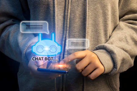 Conceptually, Chat is an AI chatbot or artificial intelligence that can naturally communicate through messages with humans.の写真素材