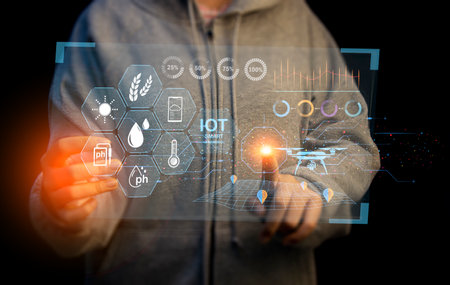 The concept of using AI and smart farmingの写真素材