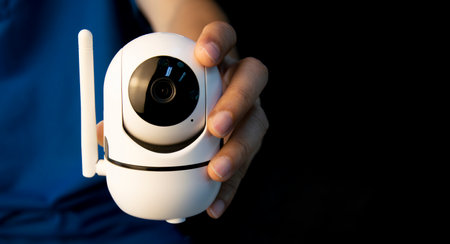 IP wifi wireless security camera supports Internet installation technology, security systems, smart home applications.の写真素材