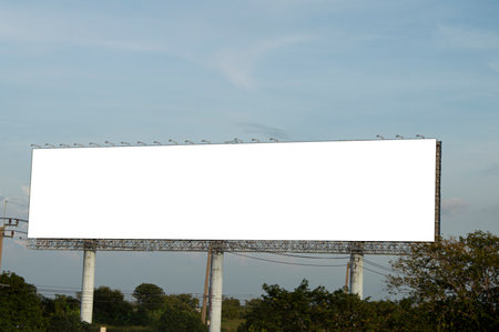 large white billboard roadside billboardの写真素材