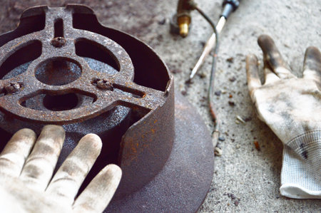 Scrub rusted steel that is stuck.の写真素材