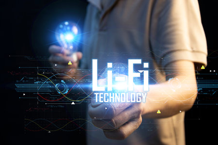 Conceptually, Li-Fi is a form of wireless communication technology that relies on light to transmit data at high speeds.の写真素材