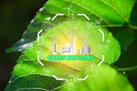 green industry concept Using clean energy and protecting the environmentの写真素材