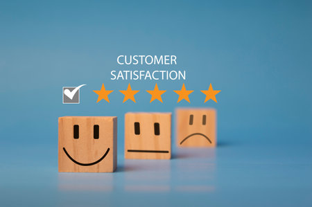 Users rate their service experience on the online application for a customer satisfaction survey...
