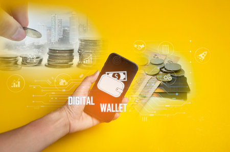 Digital Wallet concept that controls usage with blockchain and smart contacts