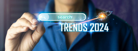 Ideas, 2024 trends for following marketing, technology, and business planning New Year ideas.の写真素材
