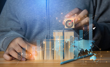 The concept of goal setting Interest rates and dividends Percentage of investment growth and deposit interest ratesの写真素材