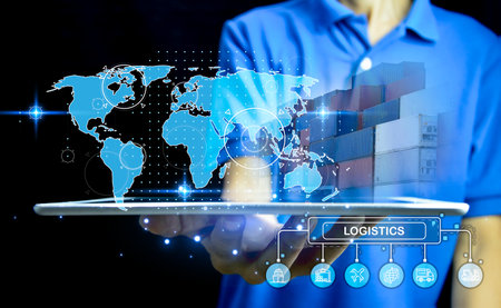 concept of transportation technology Global connectivity in the digital age Business people cooperate in network development Connectivity, communication and innovation technologyの写真素材