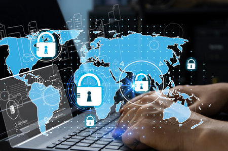 Security concept of social networks and international communication in business and technologyの写真素材