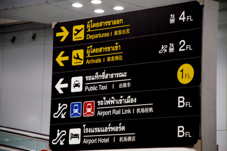 Navigation signs that can be seen along Public places such as airport, train stationの写真素材