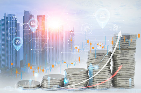 Planning and strategizing in the stock market, progress or success of virtual holographic stock...