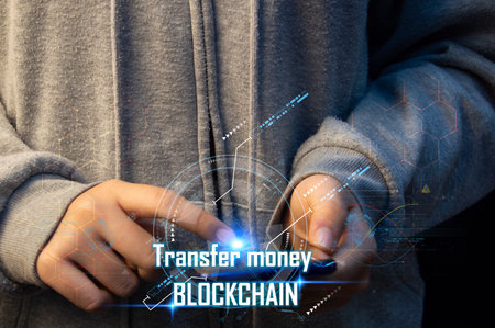 money transfer concept Through the blockchain network, digital wallet
