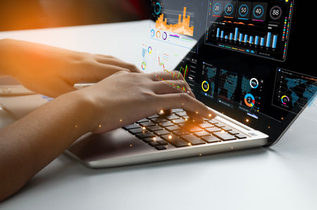 data analysis trading ideas Businessman working with data chart with AI Robot showing the use of artificial intelligence in investment trading. digital transformation technologyの写真素材