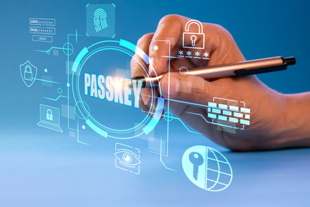 The idea of ââusing Passkey instead of a code set for maximum security Biometric Lockの写真素材
