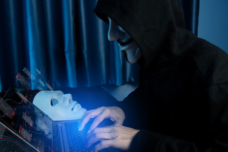 Hackers are trying to hack the system for cyber theft.の写真素材