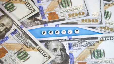 The letters in the word Profit, the concept of profit from businessの写真素材