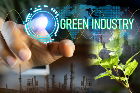 Green industry concept, carbon reduction and renewable energy useの写真素材