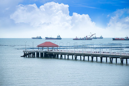 Sea view near the port in the city