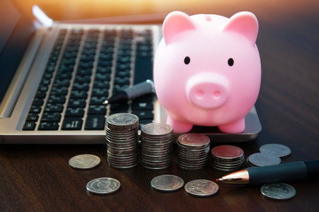 The concept of saving for investment and earning interestの写真素材