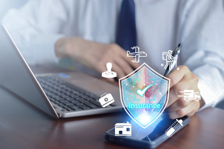A variety of insurance concepts such as health, travel, theft, fire and disaster