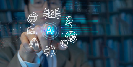 User concept using intelligent robot ai system. Chat with artificial intelligence. AI develops and creates future technology robots in the online world. Industry 5.0の写真素材