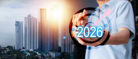 Growth Targets for 2026 Arrow Graph Financial Analytics Business Growth Vision for 2026の写真素材