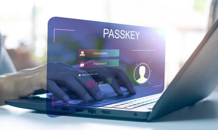 concept of using Passkey instead of a code set for maximum security Biometric Lockの写真素材