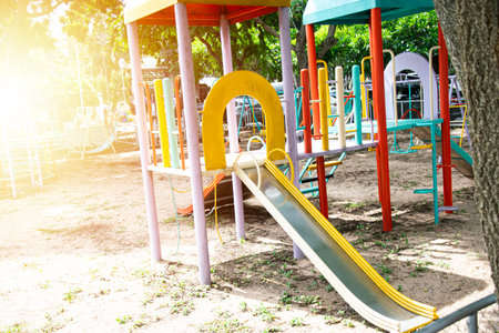 Children's slide, outdoor activitiesの写真素材