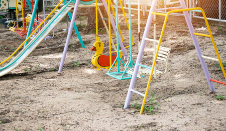 Swing in the park, outdoor activity areaの写真素材