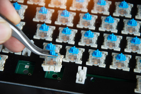 Top view of the replaceable keyboard keycaps.の写真素材