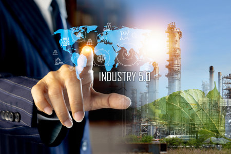 Smart Industry For Technology from Digital Factory Showatic Production Process of the Industry 5.0...