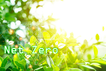 Net zero icon and carbon neutral concept for net zero greenhouse gas emissions target, climate...