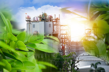 Power plants with trees; green energy power plants for sustainable energy
