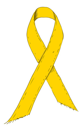 Yellow ribbon symbol. Sketch-Style Icon. Symbol. Sign. Stock Vector Illustration. Transparence. White Isolated.のイラスト素材