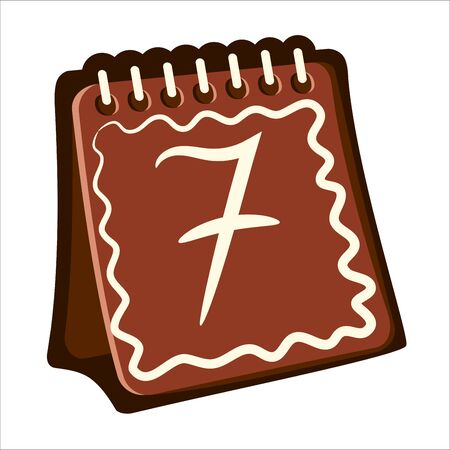 7. Brown Calendar in the form of Christmas Gingerbread. Icon. Sketch. Symbol. Sign. Stock Vector Illustration. Transparent. White Isolated. のイラスト素材
