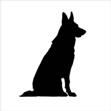German shepherd dog silhouette isolated on white background. Vector illustration for your designのイラスト素材