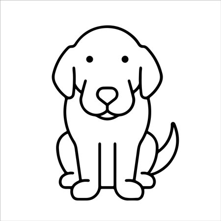 Labrador dog line icon, vector illustration, editable stroke.のイラスト素材