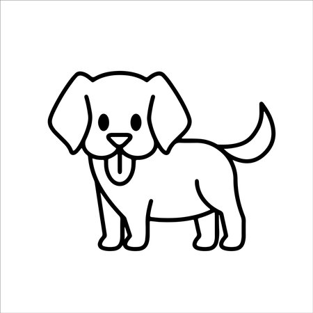 Cute dog line icon on white background. Outline vector illustration.のイラスト素材