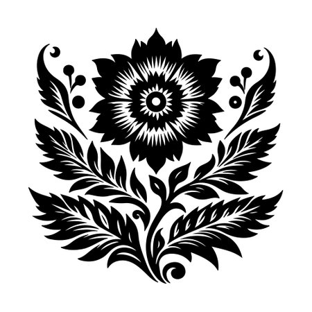 Vector illustration of a black and white floral ornament on a white backgroundのイラスト素材