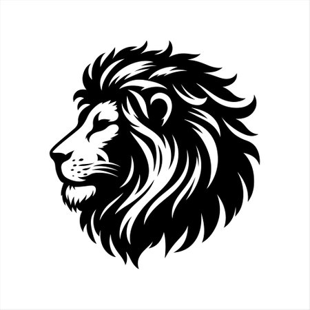 Lion head tattoo isolated on a white background. Vector illustration.のイラスト素材