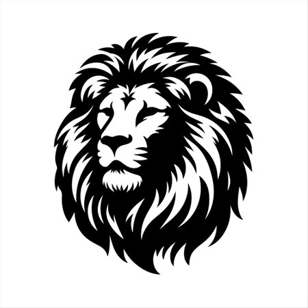 Lion head isolated on the white background. Lion head vector illustration.のイラスト素材