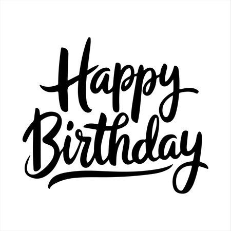 Happy Birthday hand drawn lettering. Calligraphy vector illustration.のイラスト素材