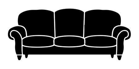 Sofa icon in black style isolated on white background. Furniture symbol stock vector illustration.のイラスト素材