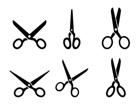 Scissors icons set. Vector illustration. Isolated on white background.のイラスト素材