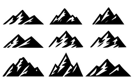 Mountain icons set. Vector illustration of a set of mountain icons.のイラスト素材