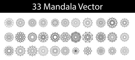 Collection of mandala outline vector set on white backgroundのイラスト素材