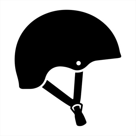 Simple black and white illustration of a protective helmet vector art on white backgroundのイラスト素材