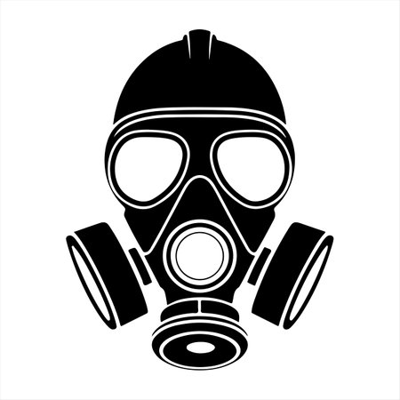 Gas Mask silhouette vector art on white backgroundのイラスト素材