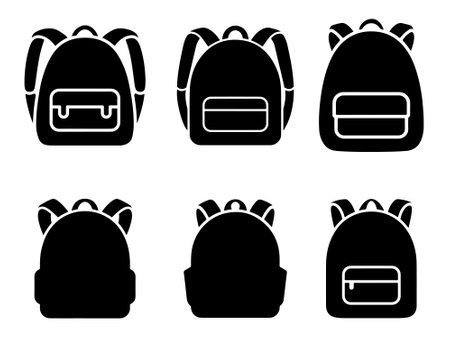 Backpack silhouette icon vector on white backgroundのイラスト素材