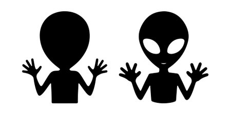 Alien silhouette vector on white backgroundのイラスト素材